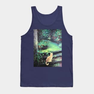 Leon The Neon Cat at the Entrance of the Enchanted Forest.  from an Original Cat painting by Susan Nimbley, Art des Rapides Tank Top